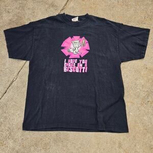 Vtg Y2k ILL WILL PRESS Foamy the Squirrel Choke on a Biscotti Graphic T Shirt XL